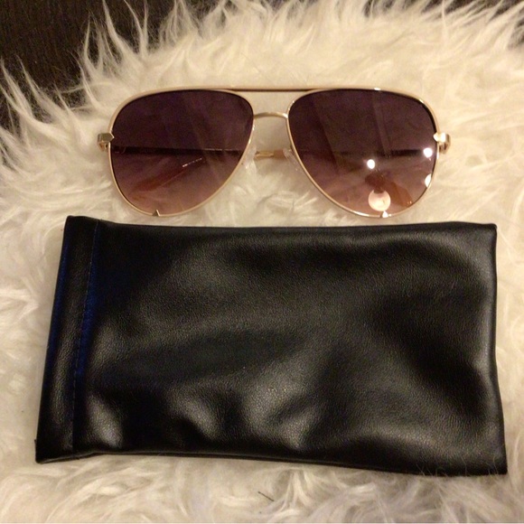 NEW! Quay High Key Cream n Gold Aviator Sunglasses with Black Case - Picture 1 of 9